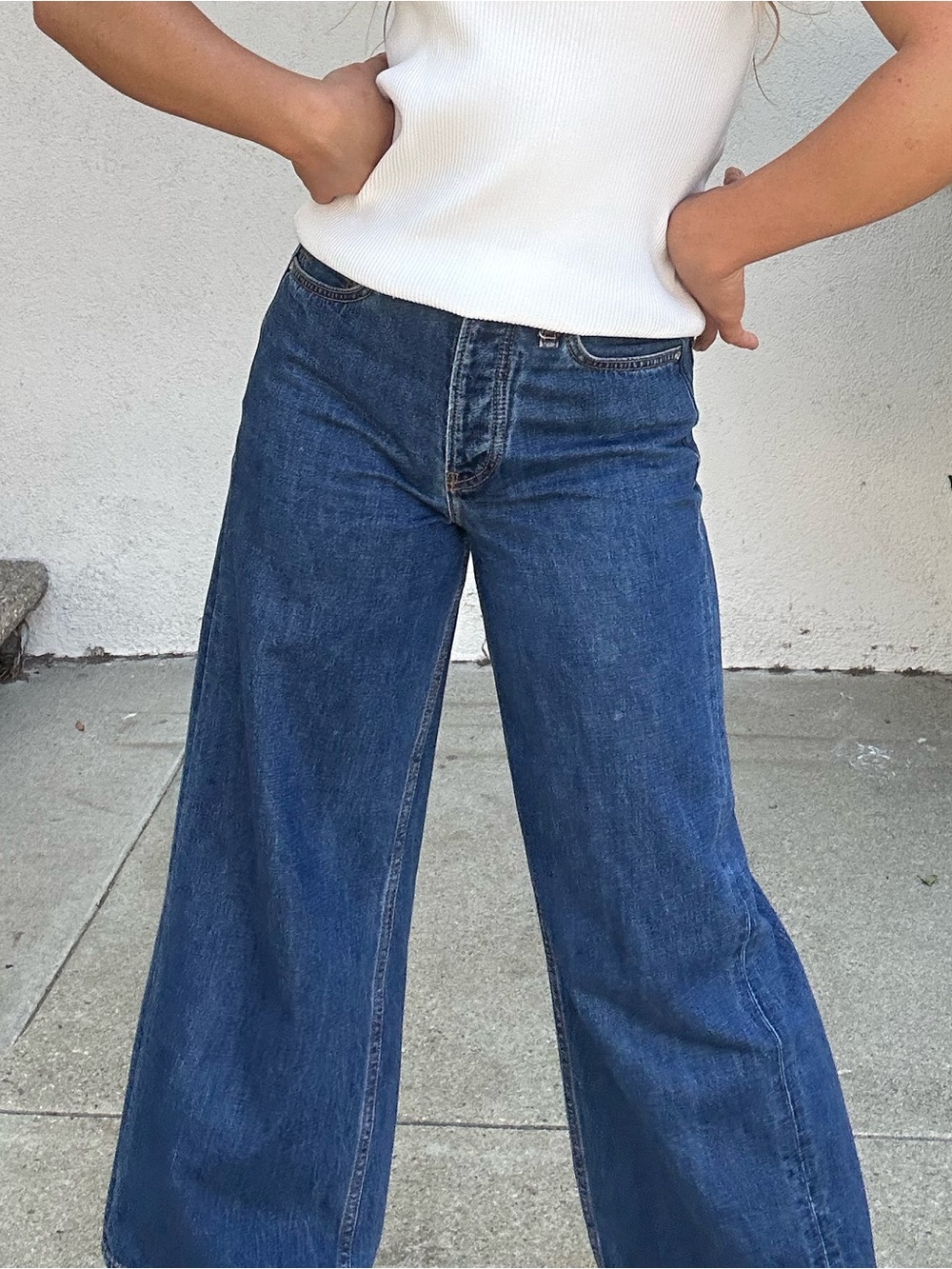 rag & bone maya high rise ankle wide leg Dark Blue High-Rise Jeans